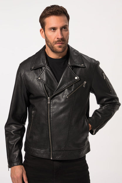 Men's Lamb Nappa Leather Biker Jacket – Real Leather Asymmetric Perfecto Moto Jacket (L–7XL)