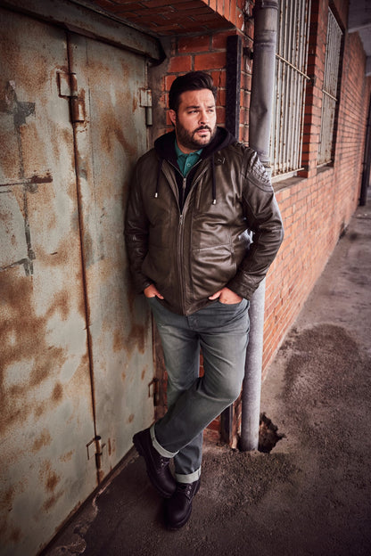 Men's Lamb Nappa Leather Jacket with Detachable Hood – Real Leather Hazelnut Jacket (L–7XL)
