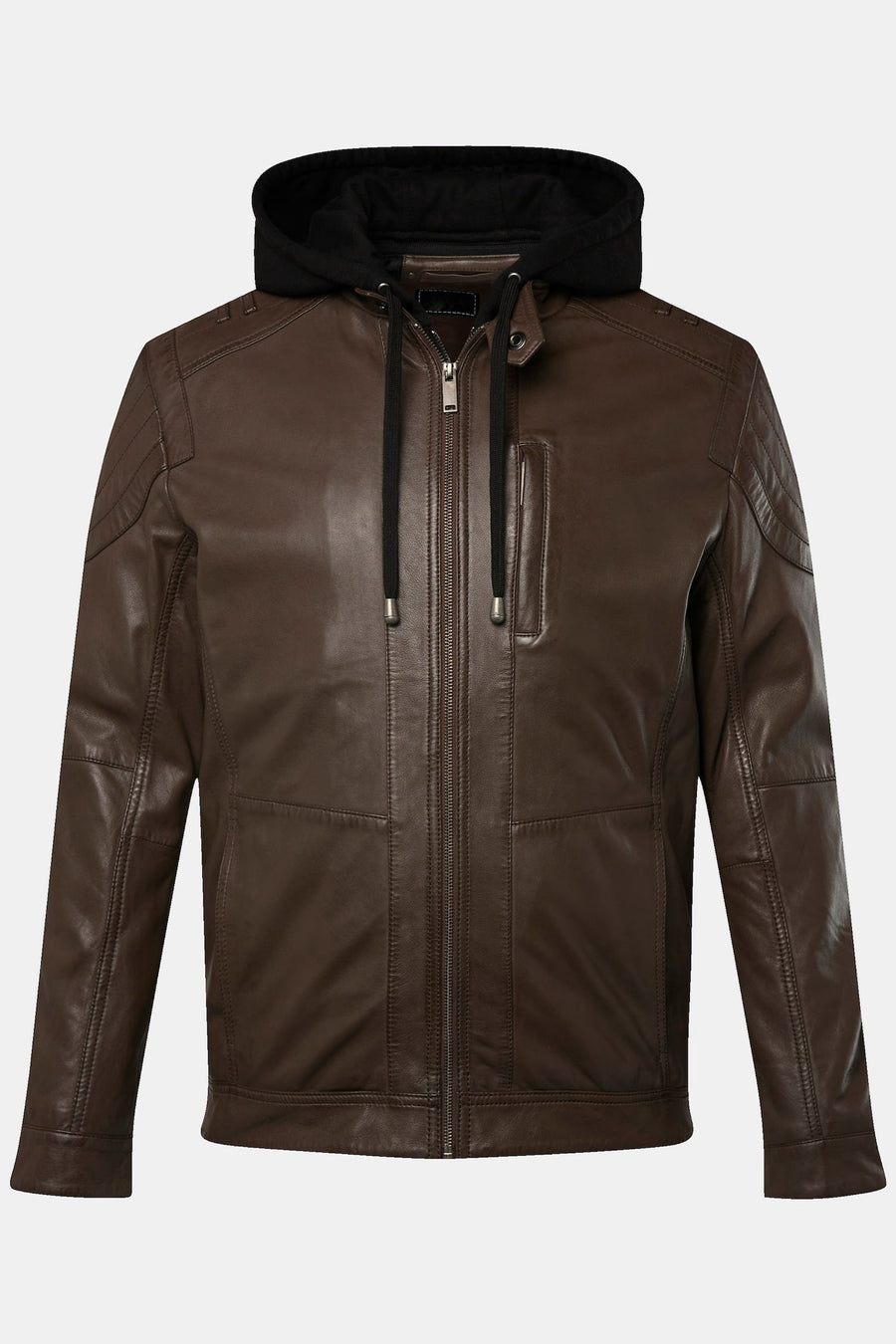 Men's Lamb Nappa Leather Jacket with Detachable Hood – Real Leather Hazelnut Jacket (L–7XL)
