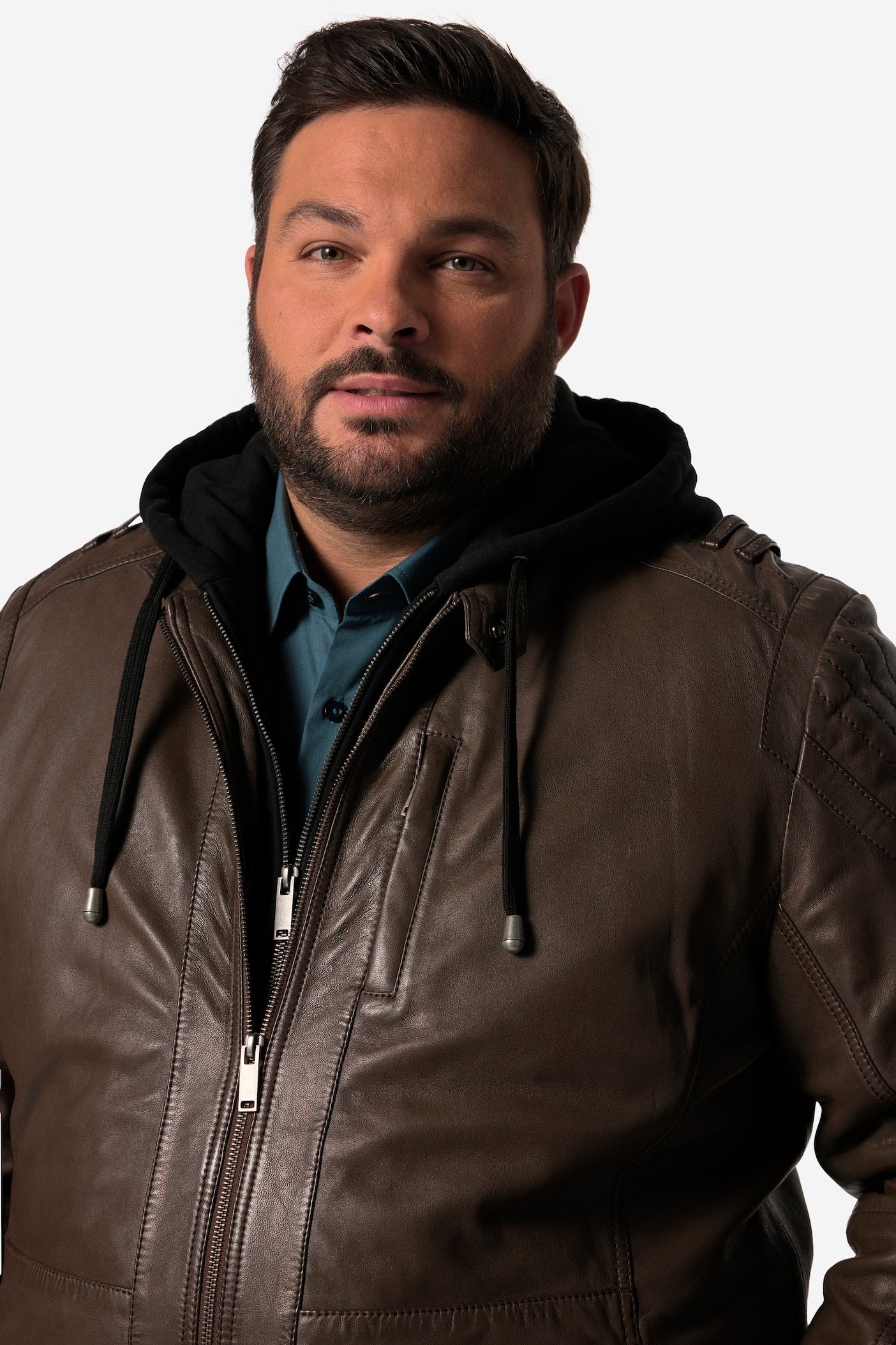 Men's Lamb Nappa Leather Jacket with Detachable Hood – Real Leather Hazelnut Jacket (L–7XL)