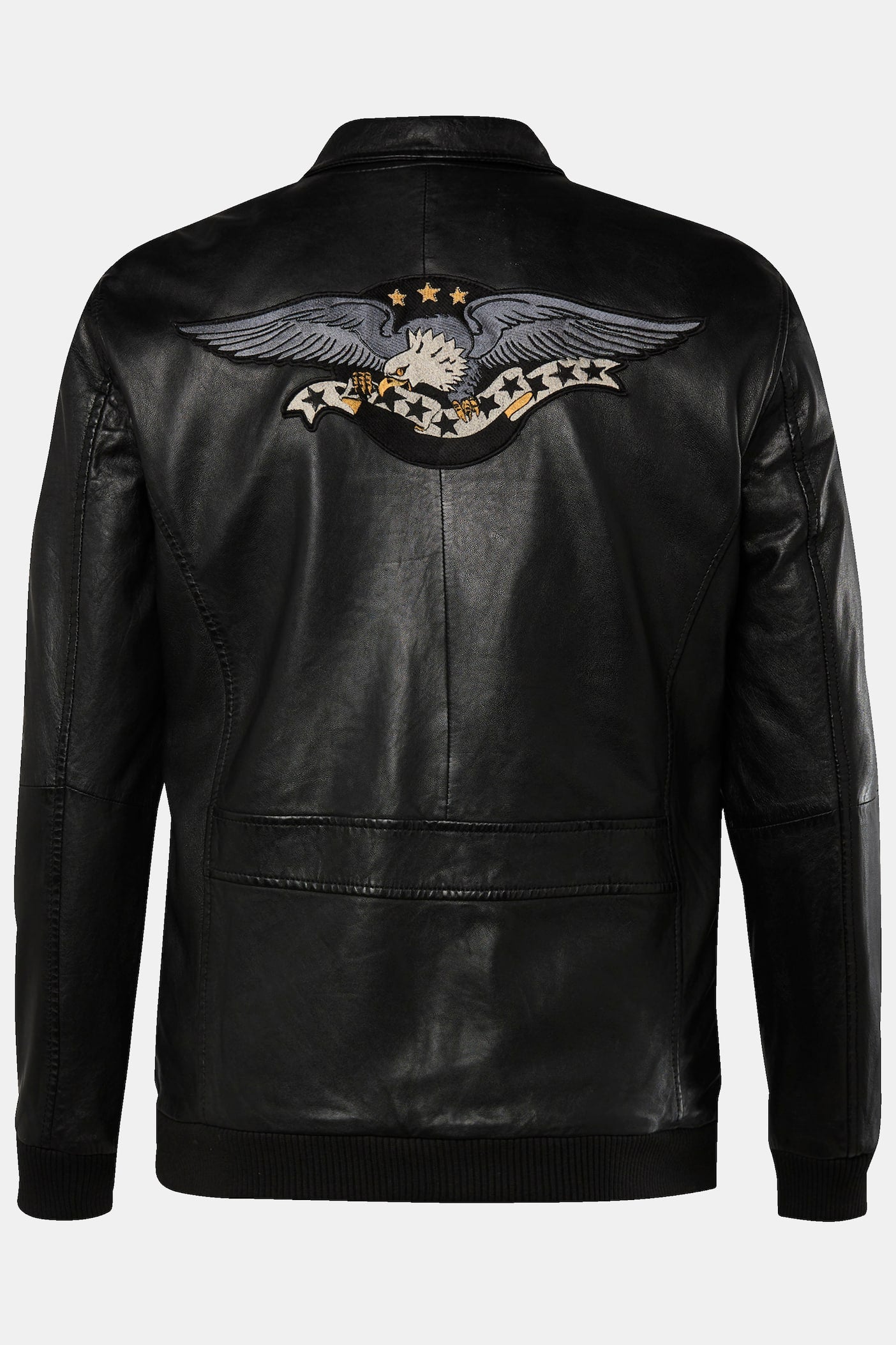 Men's Leather Jacket with Back Patch – Real Leather Shirt Collar Jacket (L–8XL)