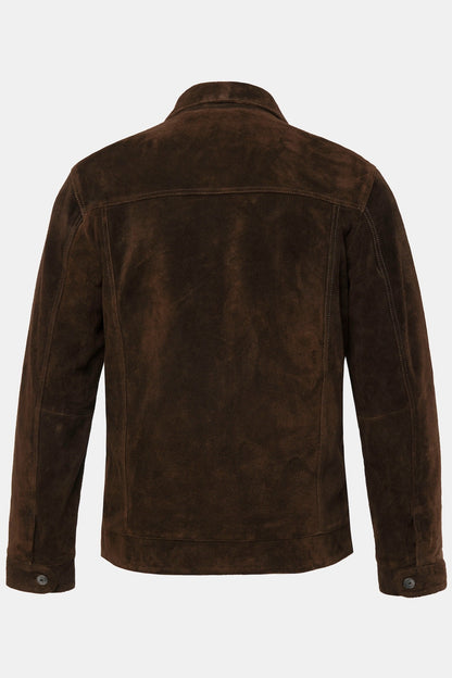 Men's Buffalo Suede Leather Jacket – Real Suede Shirt Collar Trucker Jacket (L–7XL)
