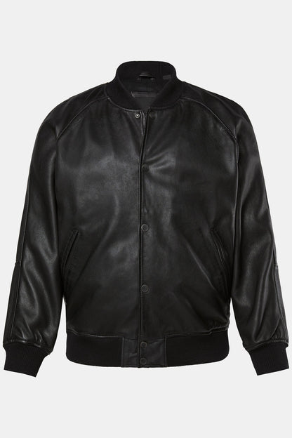 Men's Lamb Nappa Leather College Jacket – Real Leather Black Varsity Bomber (L–7XL)