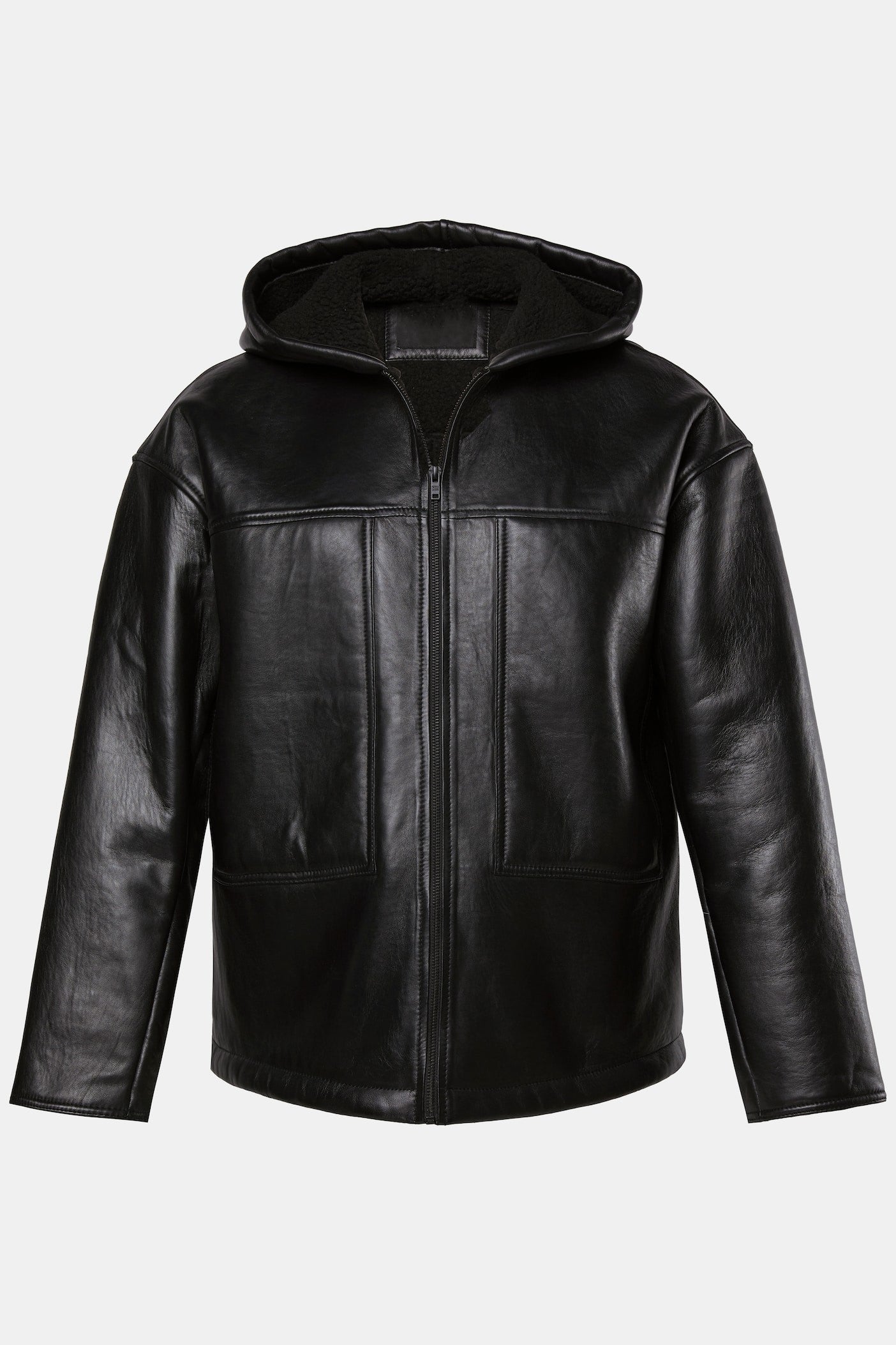 Men's Hooded Lamb Nappa Leather Jacket – Real Leather Teddy-Lined Oversize Jacket (L–7XL)