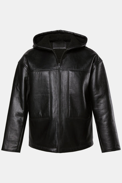 Men's Hooded Lamb Nappa Leather Jacket – Real Leather Teddy-Lined Oversize Jacket (L–7XL)