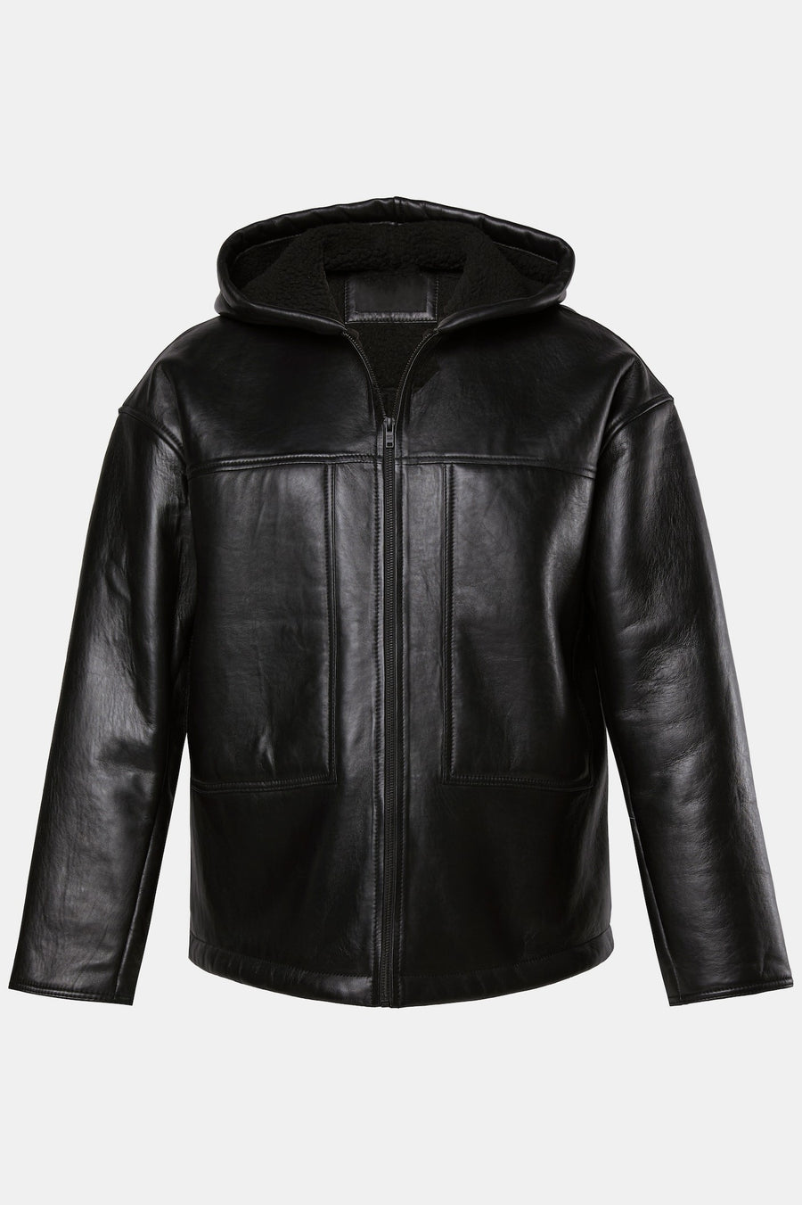 Men's Hooded Lamb Nappa Leather Jacket – Real Leather Teddy-Lined Oversize Jacket (L–7XL)