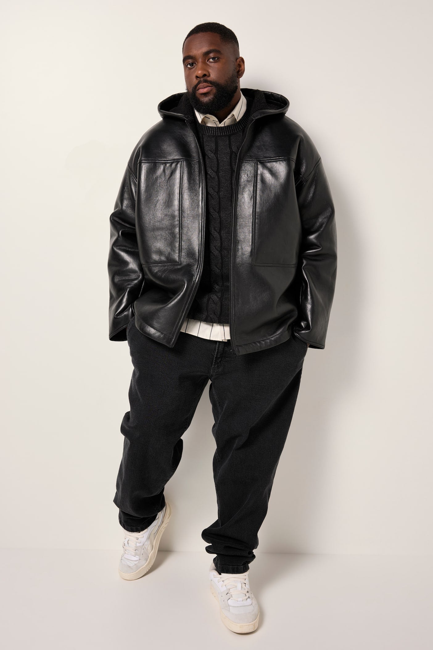 Men's Hooded Lamb Nappa Leather Jacket – Real Leather Teddy-Lined Oversize Jacket (L–7XL)