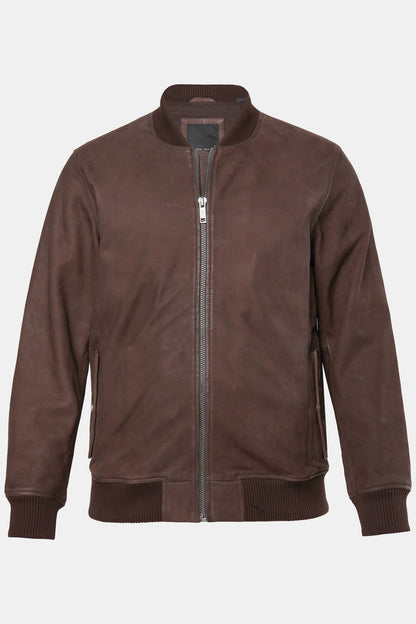 Men's Lamb Nubuck Leather Blouson – Real Nubuck College Collar Bomber Jacket (L–7XL)