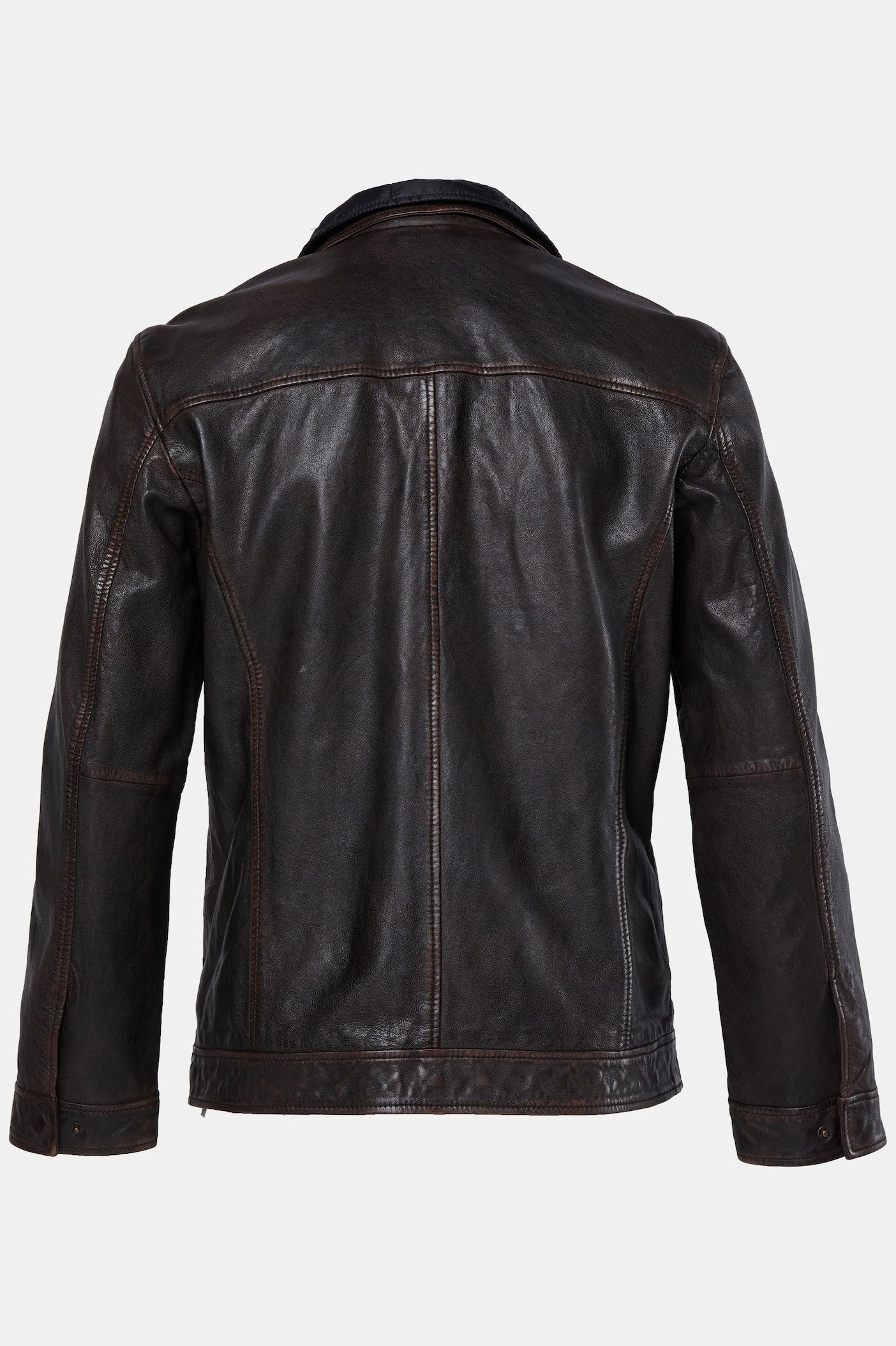 Men's Lamb Nappa Leather Pea Coat – Real Leather Caban with Removable Insert (L–7XL)