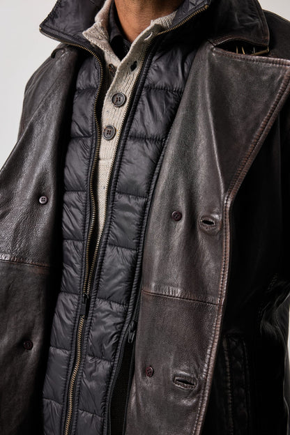 Men's Lamb Nappa Leather Pea Coat – Real Leather Caban with Removable Insert (L–7XL)