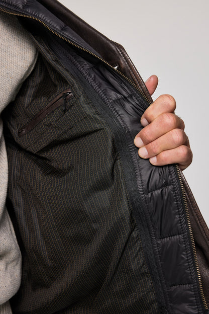 Men's Lamb Nappa Leather Pea Coat – Real Leather Caban with Removable Insert (L–7XL)