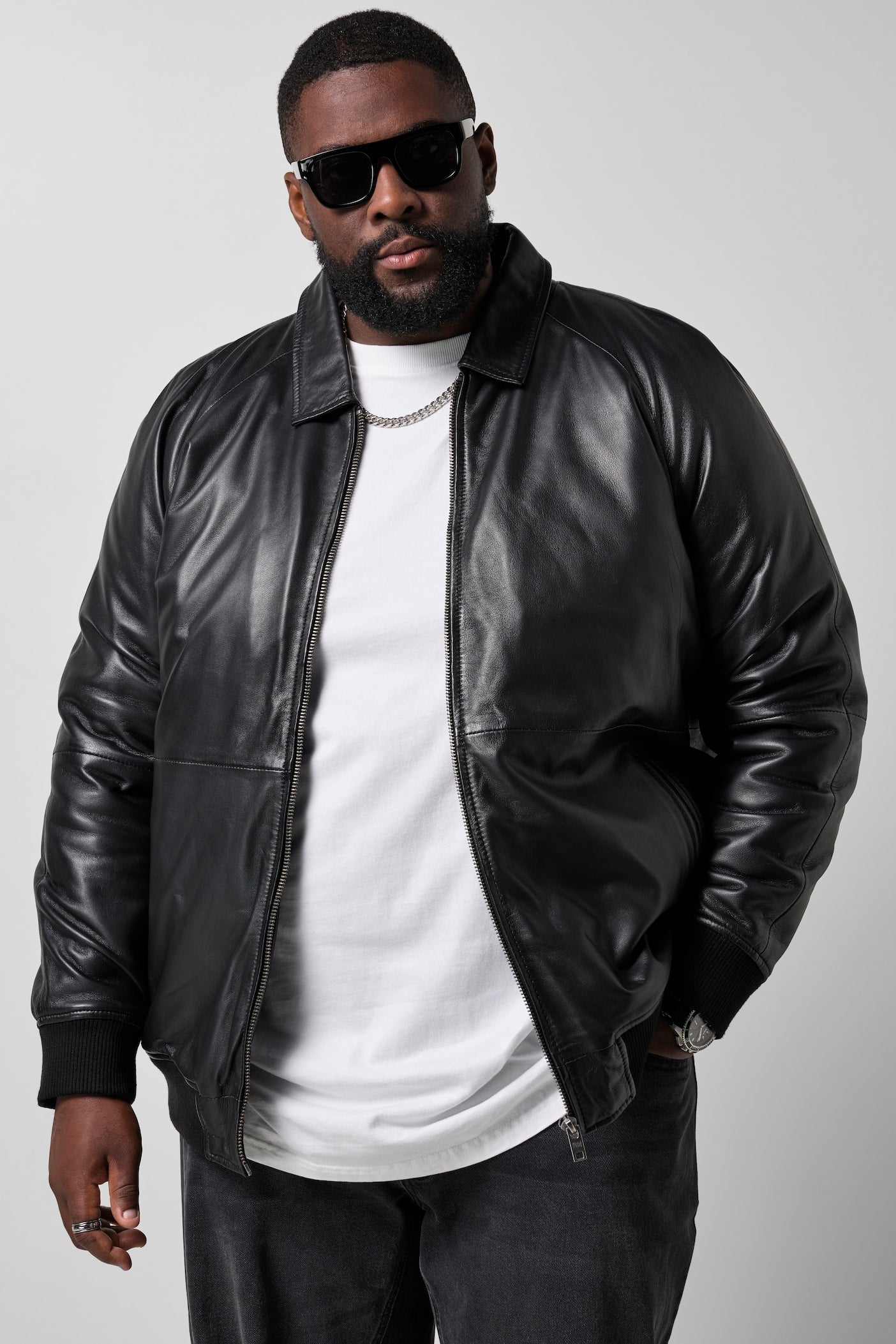 Men's Padded Lamb Nappa Leather Blouson – Real Leather Oversized Bomber Jacket (L–8XL)
