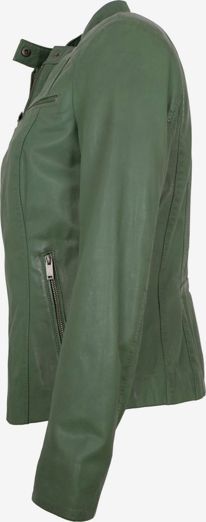 Women's Lamb Leather Racer Jacket – Black, Green or Red Fitted Biker