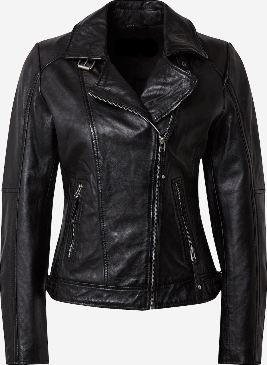 Women's Sheep Leather Biker Jacket – Black Asymmetric Perfecto