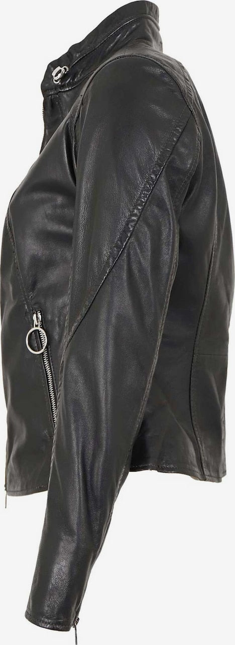 Women's Lamb Leather Biker Jacket – Fitted Black Racer