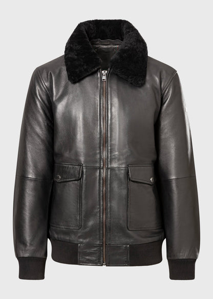 Men's Sheepskin Leather Aviator Bomber Jacket with Shearling Collar – Real Leather Padded Flight Jacket (S–3XL)