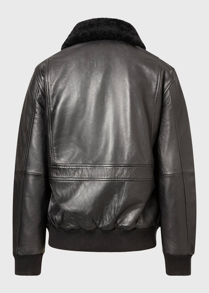 Men's Sheepskin Leather Aviator Bomber Jacket with Shearling Collar – Real Leather Padded Flight Jacket (S–3XL)