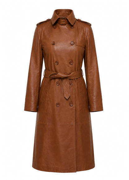 Women’s Longline Sheep Nappa Leather Trench Coat