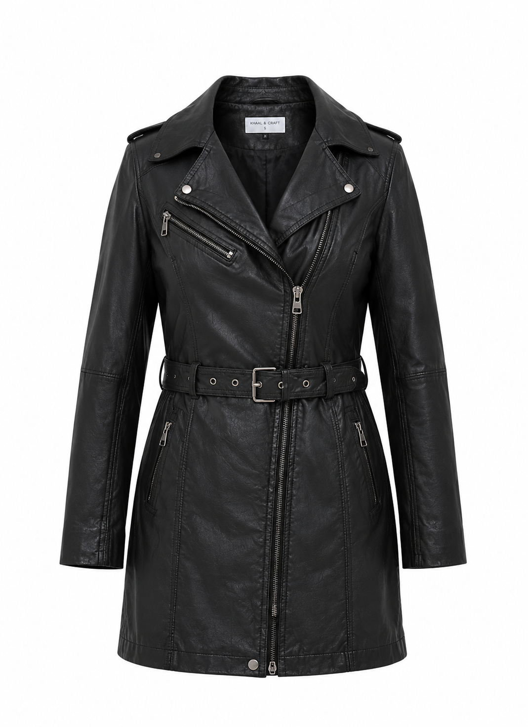 Women’s Sheep Nappa Leather Moto Trench Jacket