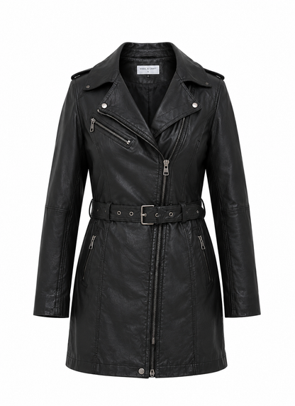 Women’s Sheep Nappa Leather Moto Trench Jacket