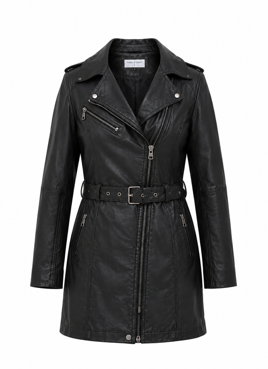 Women’s Sheep Nappa Leather Moto Trench Jacket
