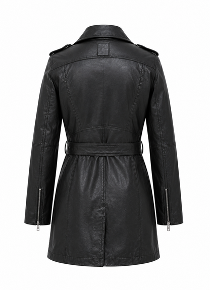 Women’s Sheep Nappa Leather Moto Trench Jacket