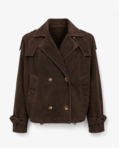 Women’s Cropped Sheep Suede Leather Trench Jacket