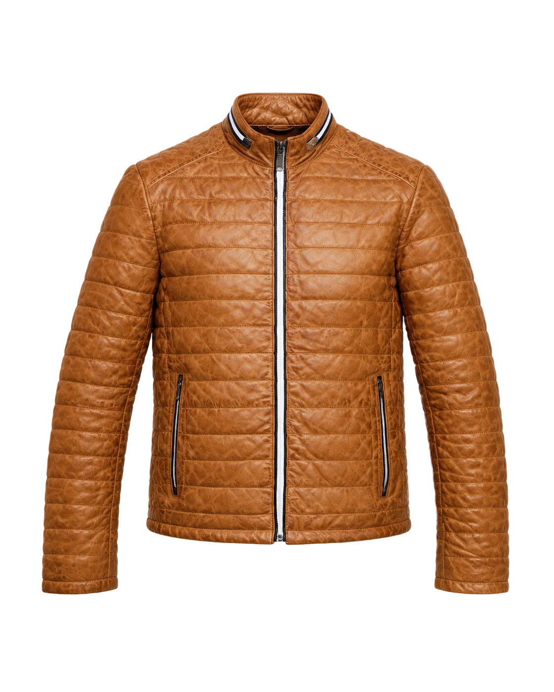 Men’s Brown Quilted Sheep Nappa Leather Jacket