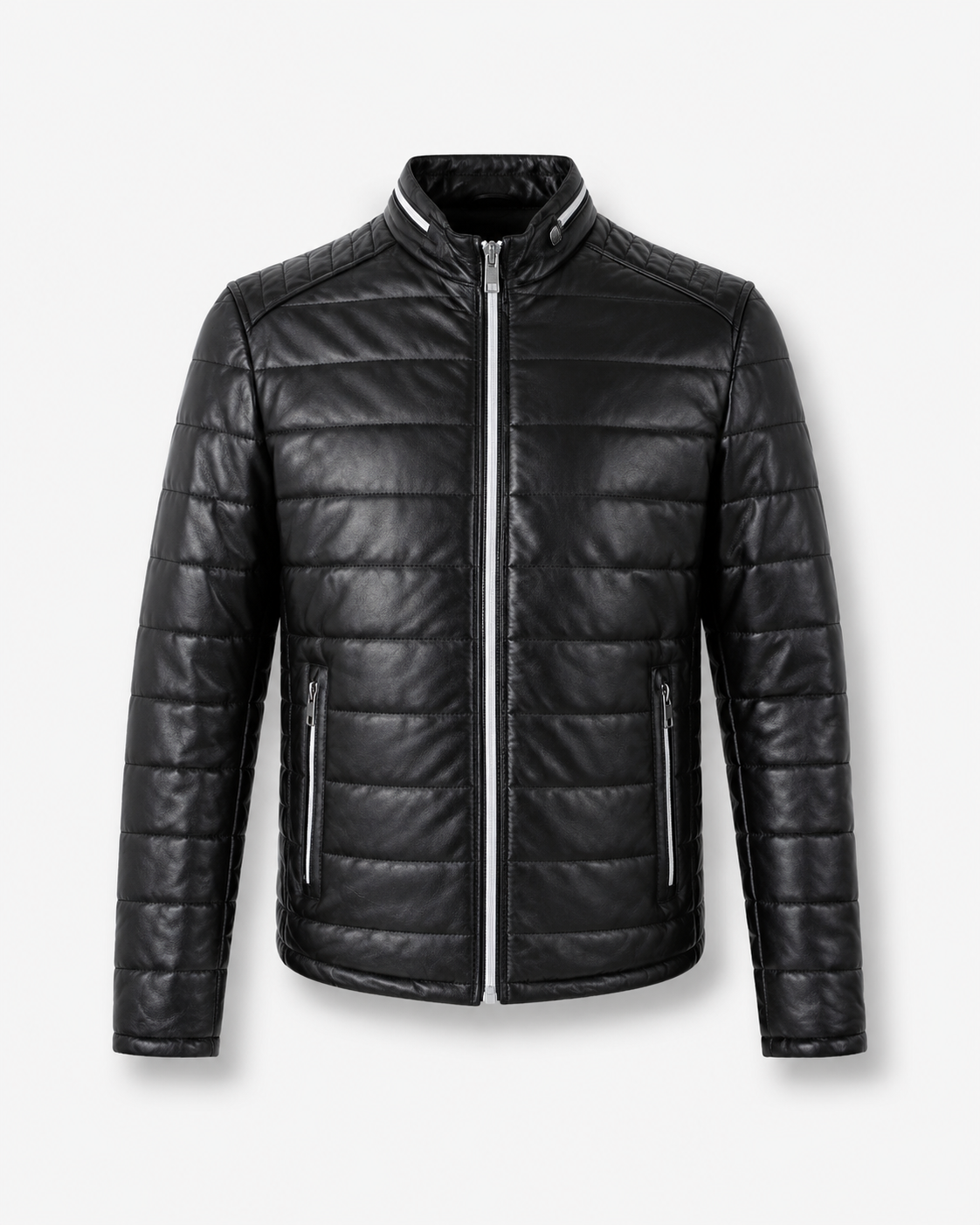 Men’s Black Quilted Sheep Nappa Leather Jacket