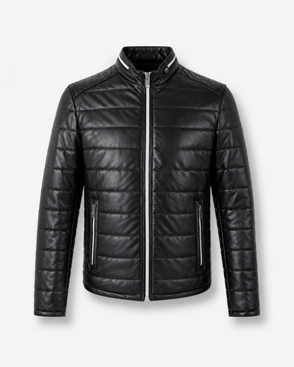 Men’s Black Quilted Sheep Nappa Leather Jacket