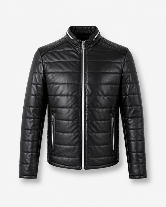 Men’s Black Quilted Sheep Nappa Leather Jacket