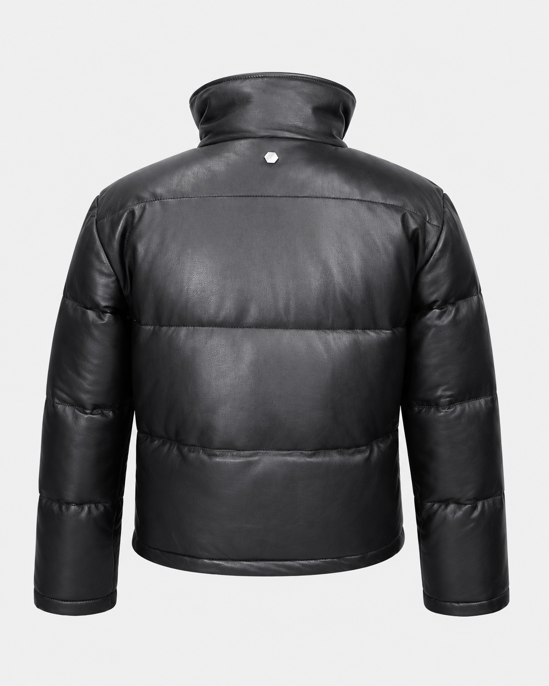 Women’s Leather Puffer Jacket with High Stand Collar - image 3