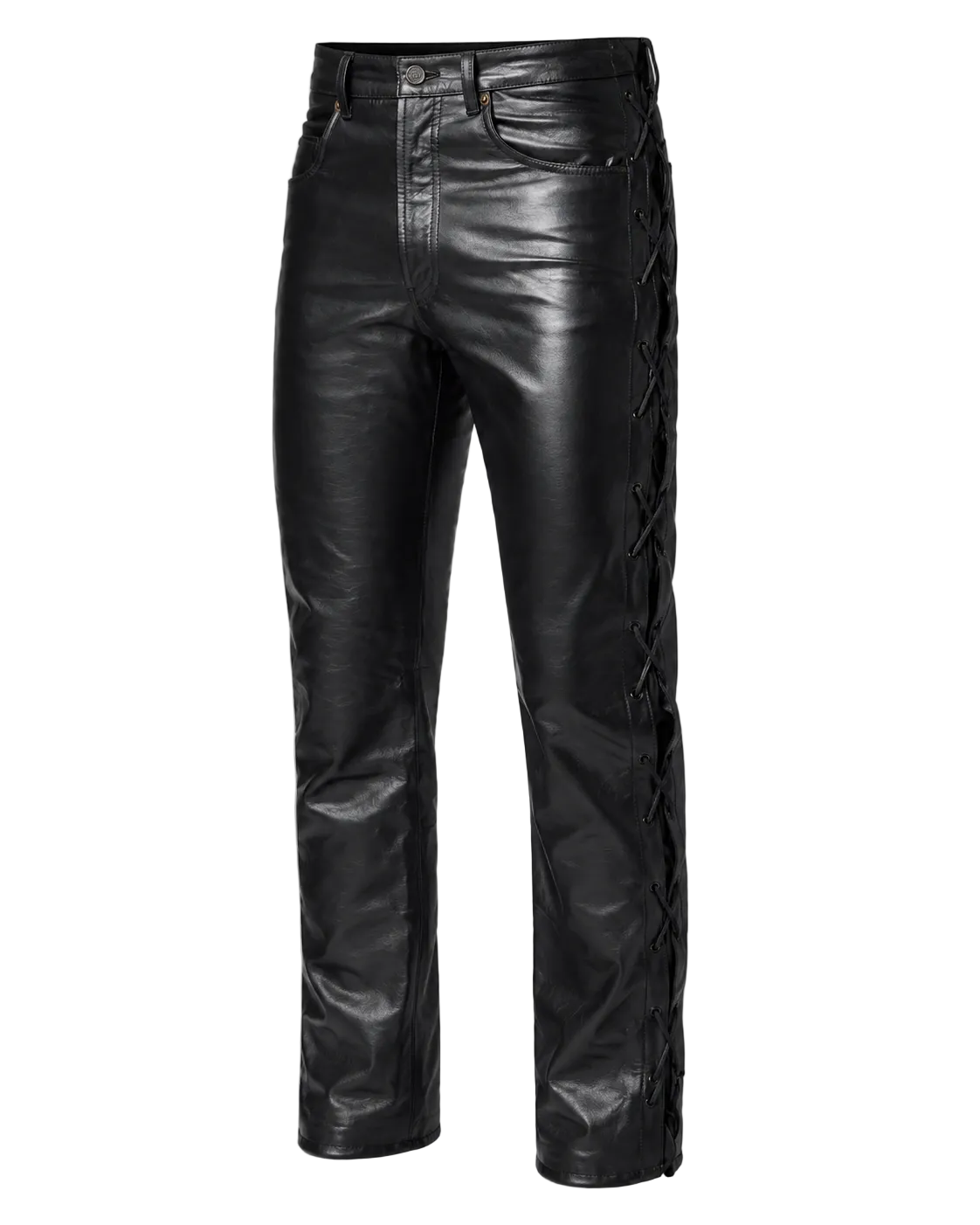 Men’s Cow Leather Lace-Up Trousers