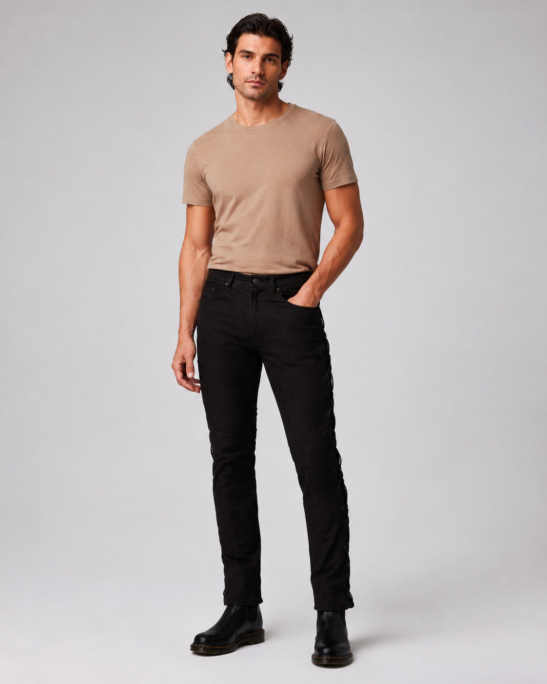 Men’s Buffalo Nubuck Leather Lace-Up Pants