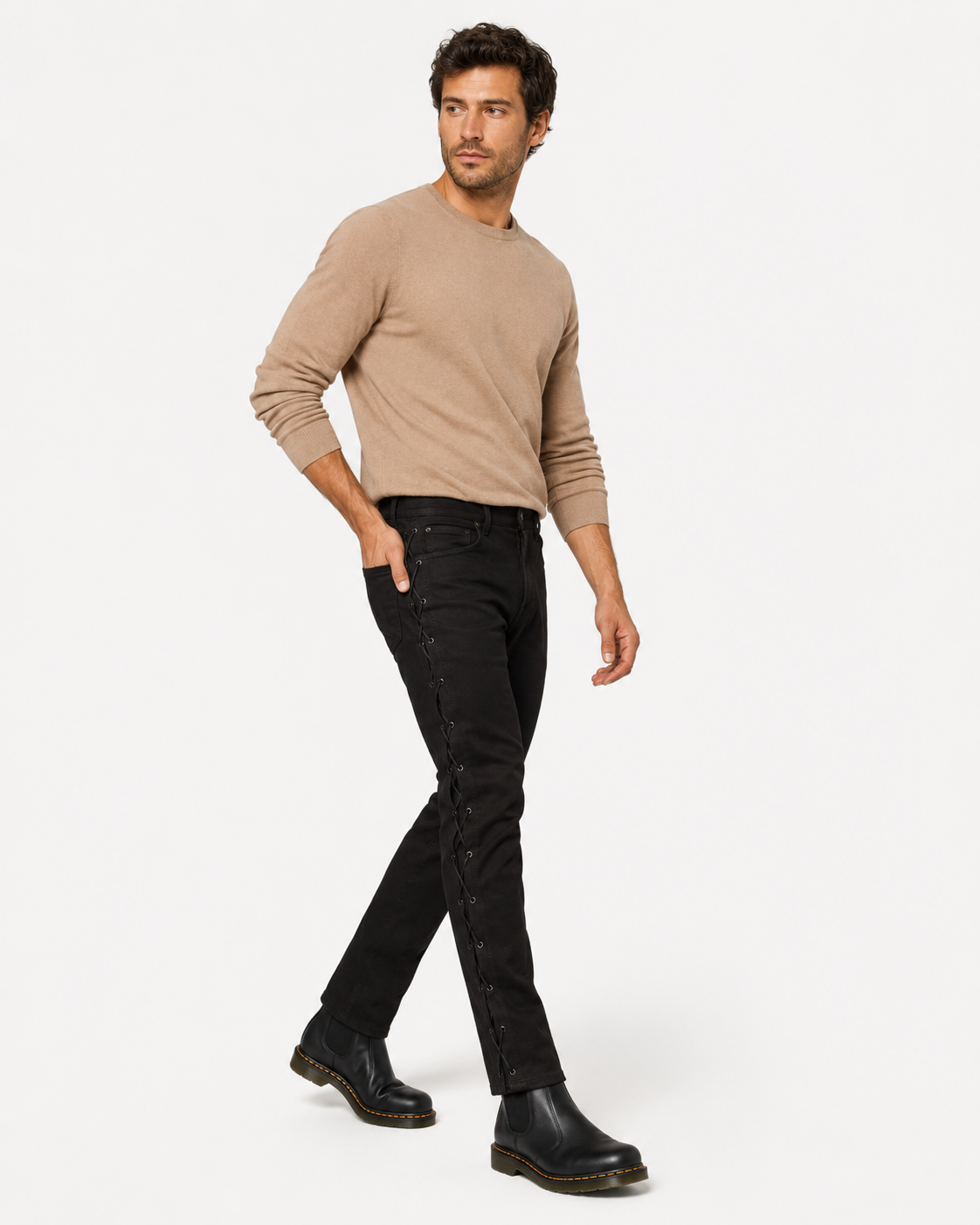 Men’s Buffalo Nubuck Leather Lace-Up Pants