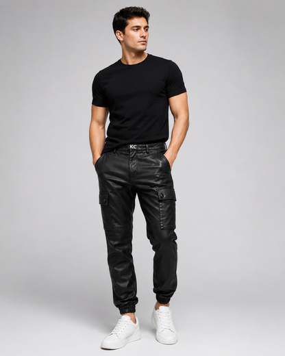 Men’s Sheep Snuff Leather Cargo Jogger Pants
