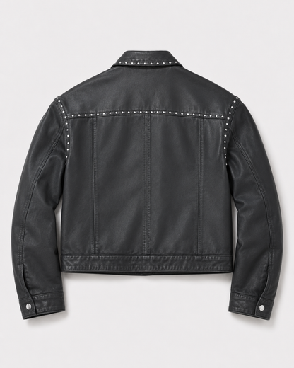 Women’s Black Studded Sheep Nappa Leather Jacket