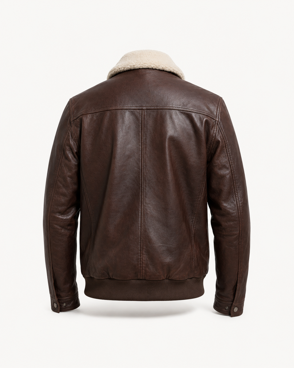 Men’s Vintage Leather Aviator Bomber Jacket with Faux Fur Collar