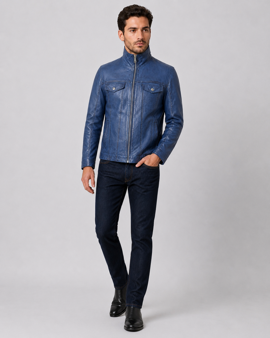 Men’s Vintage Leather Trucker Jacket