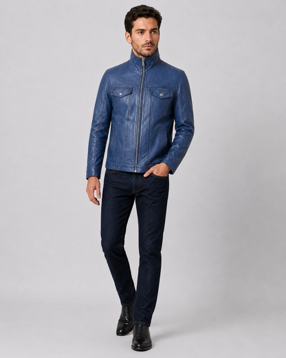Men’s Vintage Leather Trucker Jacket