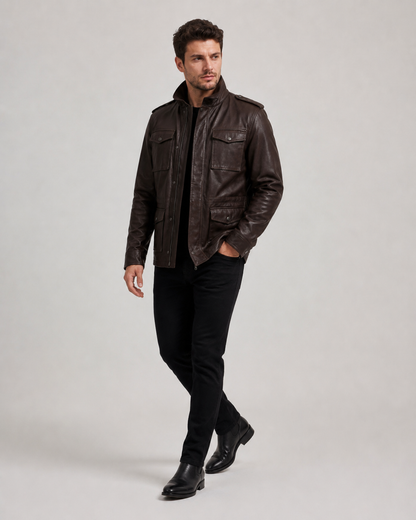 Men’s Leather Utility Field Jacket
