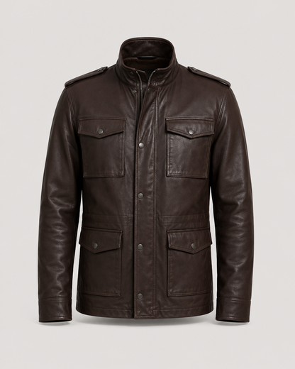 Men’s Leather Utility Field Jacket