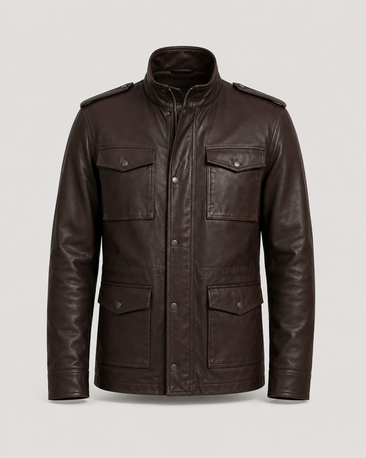 Men’s Leather Utility Field Jacket
