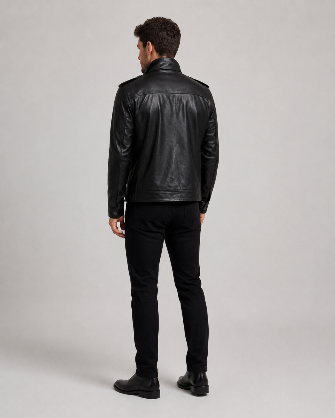 Men’s Leather Utility Field Jacket