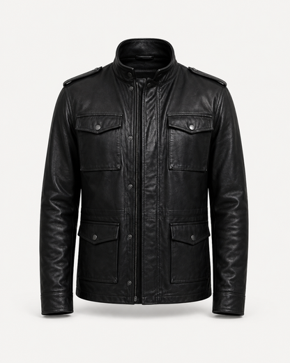 Men’s Leather Utility Field Jacket