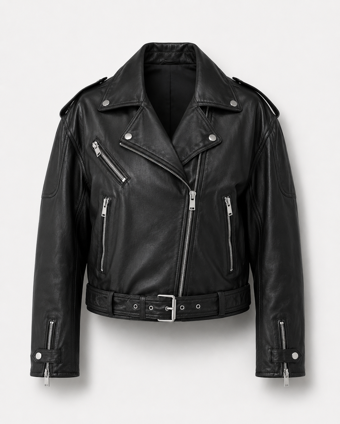Women’s Oversized Lamb Nappa Leather Biker Jacket