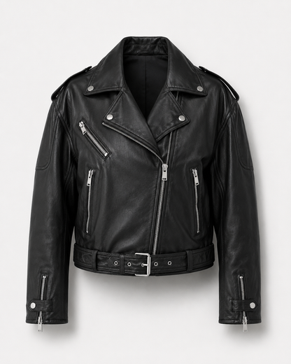 Women’s Oversized Lamb Nappa Leather Biker Jacket