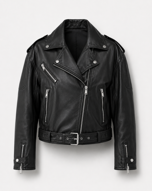 Women’s Oversized Lamb Nappa Leather Biker Jacket