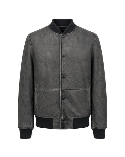 Men’s Washed Leather Bomber Jacket