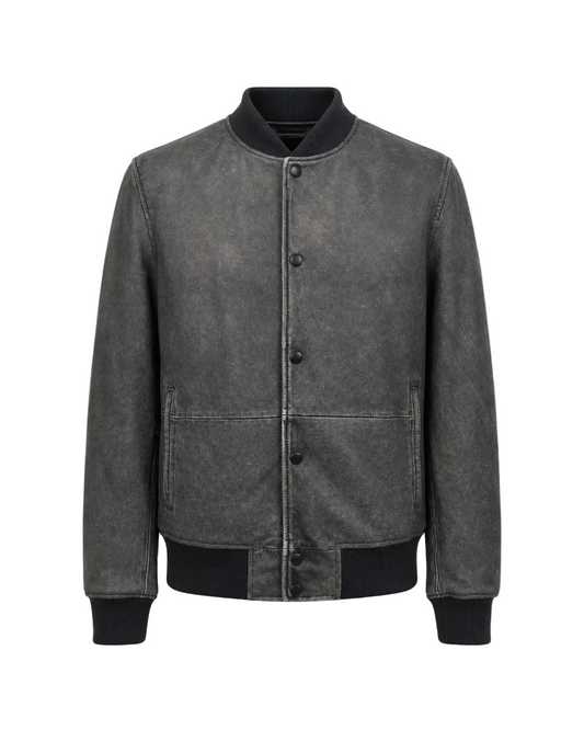 Men’s Washed Leather Bomber Jacket